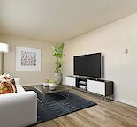 Spacious and bright living rooms with large windows | Stainless steel appliance options available!