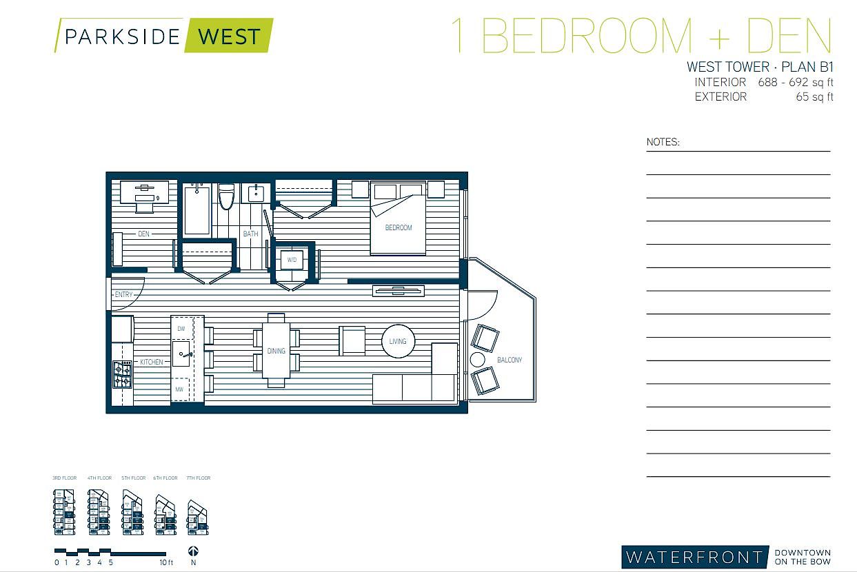 Calgary 1 + Den bedrooms Condo Unit for rent. Property photo: 336703-1
