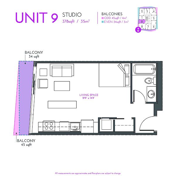Calgary studio Condo Unit for rent. Property photo: 351754-2