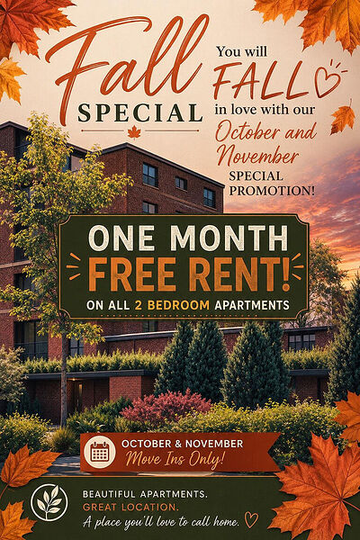 BEAUTIFUL RENOVATED 2 BEDROOM SUITES - ONE MONTHS FREE RENT ON ALL NEW LEASES (conditions apply)