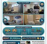 2 bedroom and living room, green space back, walk to school, playground, shop