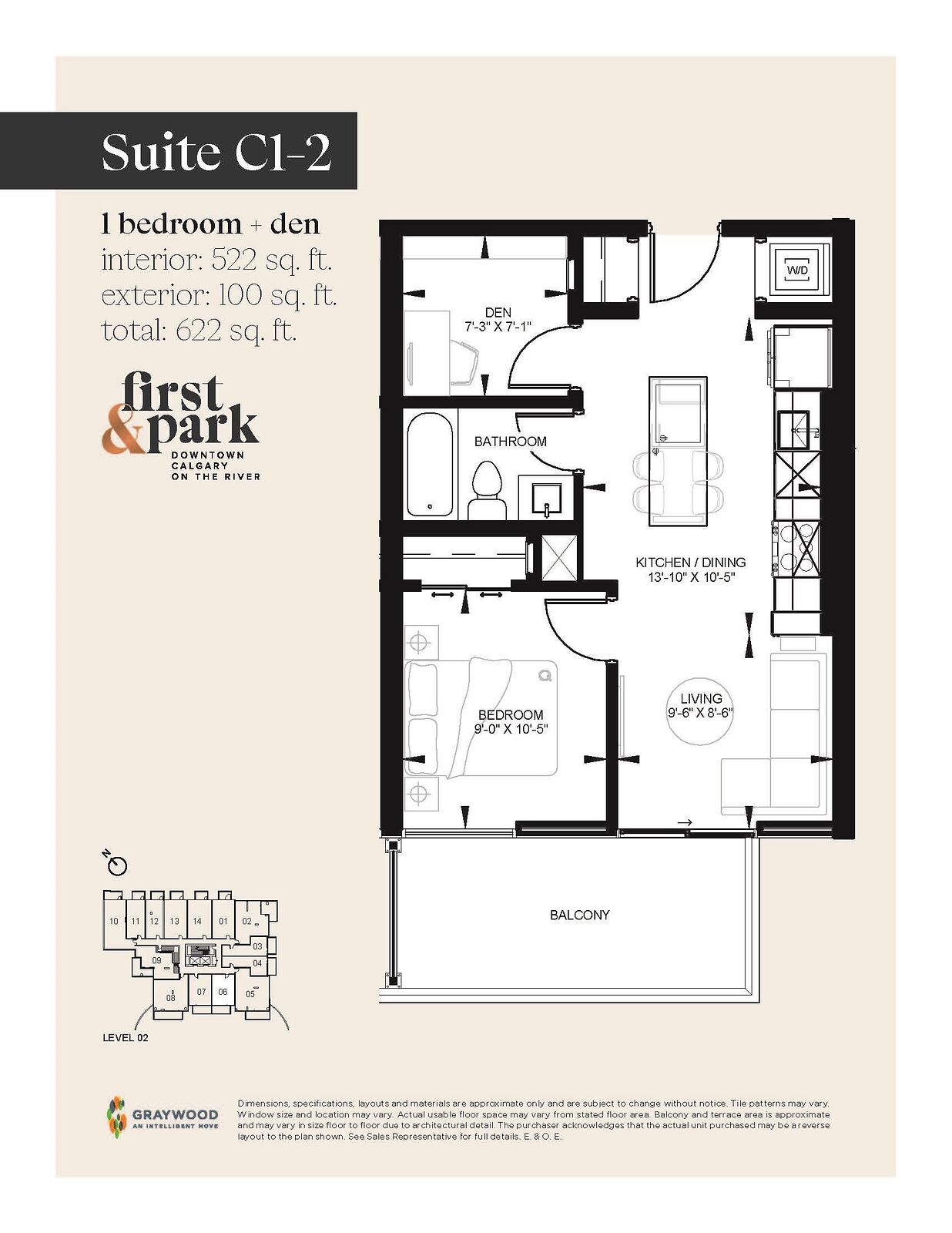 Calgary 1 + Den bedrooms Condo Unit for rent. Property photo: 752746-1