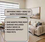 2 BED / 2.5 BATH TOWNHOUSE with extra DEN AND WASHROOM – SKYVIEW, CALGARY