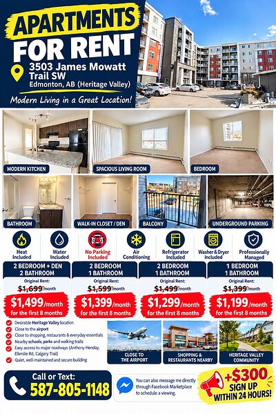 Beautiful apartments for rent at Cachet Heritage Valley (south)!!!